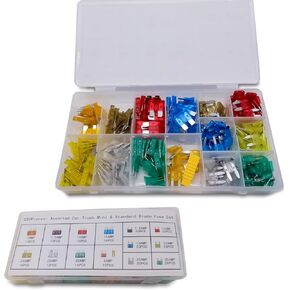 220 PCS Automotive Blade Fuse Classification Combination Set, Color Coded Amp Marking Fuses, Vehicle Line Protector Replacement Accessories, Universal for Most Cars Trucks (Multicolored)