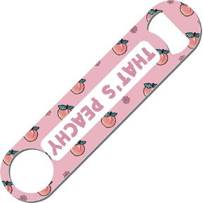 CREATCABIN Peach Blade Beer Opener Flat Bottle Opener Metal Stainless Steel Coated Opener Art Printed for Bar Bartenders Party Home Kitchen Gift Father's Day Valentine Birthday Pink 1.6x7.1 Inch