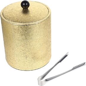 Operitacx Gold Ice Bucket Stainless Steel Ice Bucket with Ice Tong Beer Beverage Cooler Chilling Tub Wine Chiller Milk Can for Parties Home Bar Large Ice Bucket (5.5X7.3 inch)