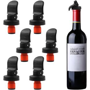 6PCS Plastic Rubber Wine Bottle Stopper/Wine Bottle Stopper, Plastic Champagne Stoppers for Bottles, Wine Bootle Stopper/Bottle Stoppers with Airtight Swal, Keep Wine Fresh Wine Bottle Sealer Set