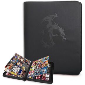 Trading Card Binder 9 Pockets, Card Collection Binder with Zipper,Card Favorites Album for Football Cards, Baseball Cards, Mtg Card Games, Dutch Blitzkrieg Card Games (BLACK)