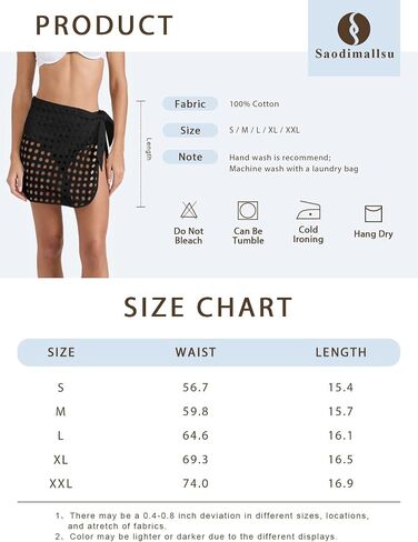 Saodimallsu Women's Crochet Cover Up Skirt 2024 Beach Mesh Slit Tie Waist Mini Wrap Skirts Pareo Swimwear Coverups in Saudi Arabia