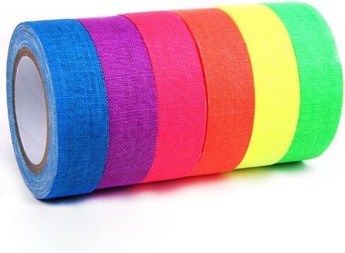 6 Rolls UV Tape Blacklight Reactive Fluorescent Cloth Tape Glow in The Dark Tapes Neon Gaffer Cloth Tape Party Supplies for Halloween in Saudi Arabia