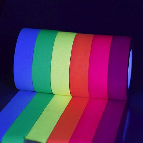 6 Rolls UV Tape Blacklight Reactive Fluorescent Cloth Tape Glow in The Dark Tapes Neon Gaffer Cloth Tape Party Supplies for Halloween in Saudi Arabia