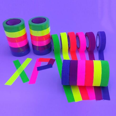 6 Rolls UV Tape Blacklight Reactive Fluorescent Cloth Tape Glow in The Dark Tapes Neon Gaffer Cloth Tape Party Supplies for Halloween in Saudi Arabia