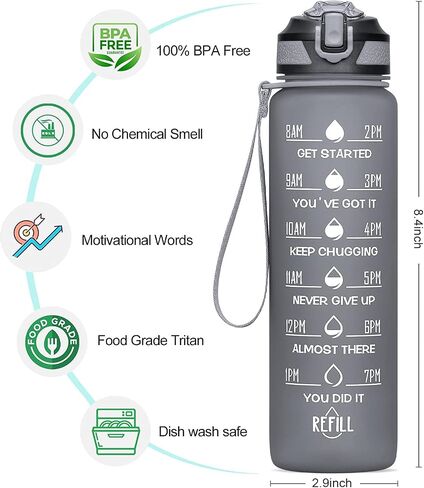 32OZ Water Bottles with Removable Straw & Time Marker, Motivational Water Bottle with BPA Free Tritan Material, Leakproof Water Jug for Fitness Sports (Forever Lost 24oz) in Saudi Arabia