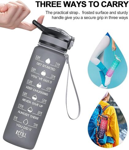 32OZ Water Bottles with Removable Straw & Time Marker, Motivational Water Bottle with BPA Free Tritan Material, Leakproof Water Jug for Fitness Sports (Forever Lost 24oz) in Saudi Arabia