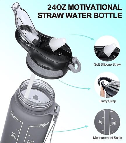 32OZ Water Bottles with Removable Straw & Time Marker, Motivational Water Bottle with BPA Free Tritan Material, Leakproof Water Jug for Fitness Sports (Forever Lost 24oz) in Saudi Arabia