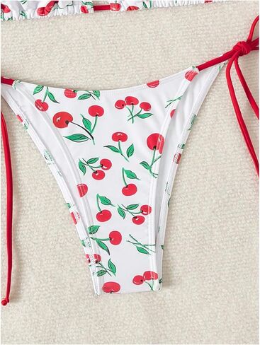 SHENHE Women's 2 Piece Graphic Bikini Set Cherry Triangle Tie Side Halter Swimsuit Bathing Suit in Saudi Arabia