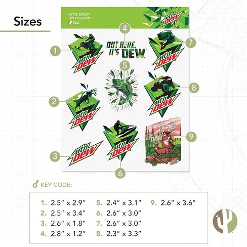 Desert Cactus Mountain Dew Mt Dew Dew Sticker Vinyl Secal Lacal Mater Botto Carbook (Type 2-6) in Saudi Arabia