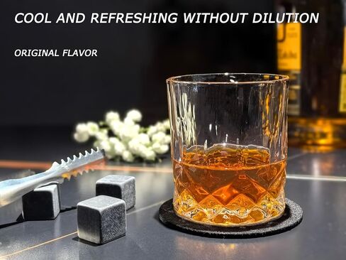 Whiskey Stones Gift Set for Men, Crystal Bourbon Glass Natural Granite Stones in Handcrafted Wooden Box, Set for Whisky Lover in Saudi Arabia