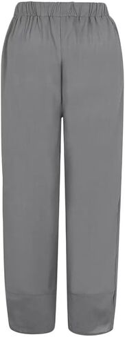 Women Summer Casual Elastic High Waist Pockets Linen Capri Pants Palazzo Lounge Trousers in Saudi Arabia