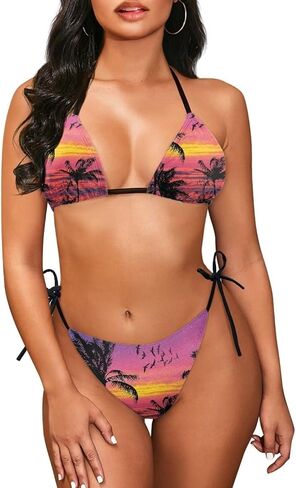 AFPANQZ Women's Bikini Sets Push Up Triangle Bikini Swimsuit Low Waist Bottom Tankini 2pcs Athletic Tank Top in Saudi Arabia