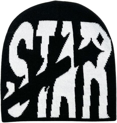 Y2K Beanie Hat for Men & Women Trendy Soft Stretchable Winter Cap, Star Design Warm Cold Weather Accessory in Kuwait