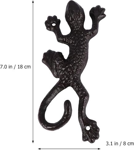 POPETPOP Cast Iron Gecko Wall Hooks - Rustic Vintage Coat Hooks, Wall Mounted Towel Hooks, Hanging Flowerpot Hooks for Indoor Outdoor Garden Decor in Saudi Arabia