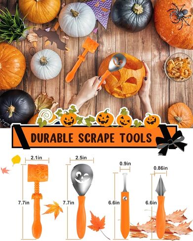 Fenvella Pumpkin Carving Kit for Kids with Hammer, 25 PCS Pumpkin Carving Tools Heavy Duty Stainless Steel Pumpkin Carver Set, Halloween Pumpkin Carving Stencils, Safe Carving Tools Kit for Adults in Saudi Arabia