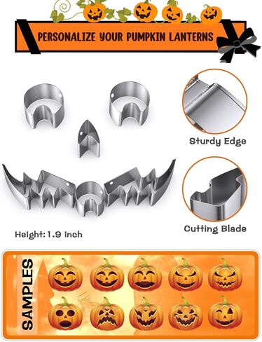 Fenvella Pumpkin Carving Kit for Kids with Hammer, 25 PCS Pumpkin Carving Tools Heavy Duty Stainless Steel Pumpkin Carver Set, Halloween Pumpkin Carving Stencils, Safe Carving Tools Kit for Adults in Saudi Arabia