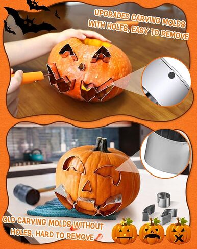 Fenvella Pumpkin Carving Kit for Kids with Hammer, 25 PCS Pumpkin Carving Tools Heavy Duty Stainless Steel Pumpkin Carver Set, Halloween Pumpkin Carving Stencils, Safe Carving Tools Kit for Adults in Saudi Arabia