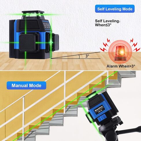 Laser Level Self Leveling - Jkaoclever 12 Lines 3x360° Laser Level, 150FT Green Cross Line Laser Level for Construction/Picture Hanging -Vertical/Horizontal Line, 2 Batteries in Saudi Arabia
