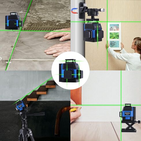 Laser Level Self Leveling - Jkaoclever 12 Lines 3x360° Laser Level, 150FT Green Cross Line Laser Level for Construction/Picture Hanging -Vertical/Horizontal Line, 2 Batteries in Saudi Arabia