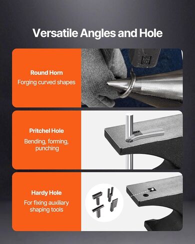 VEVOR Single Horn Anvil, 110lbs Cast Steel Anvil, High Hardness Rugged Round Horn Anvil for Blacksmiths, with Large Countertop and Stable Base, Metal Working Tool for Metal Bending, Shaping, Twisting in Saudi Arabia