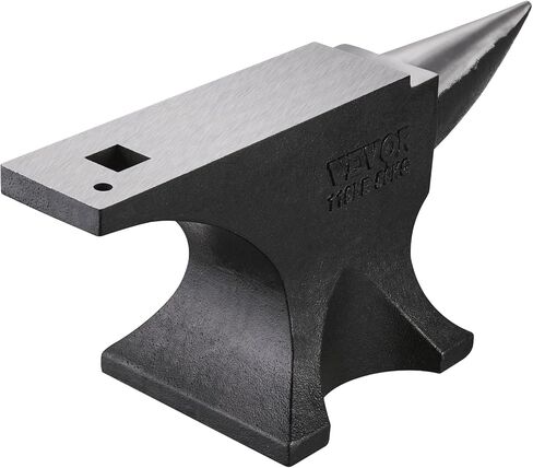 VEVOR Single Horn Anvil, 110lbs Cast Steel Anvil, High Hardness Rugged Round Horn Anvil for Blacksmiths, with Large Countertop and Stable Base, Metal Working Tool for Metal Bending, Shaping, Twisting in Saudi Arabia