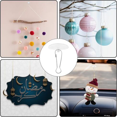 Teaaha 40 Pack Self Adhesive Ceiling Hooks for Wall, Sticky Damage-Free No-Drill Ceiling Discs Stick on Hooks, Removable Clear Wall Hanger for Festival Wedding Birthday Party Christams Decorations in Saudi Arabia