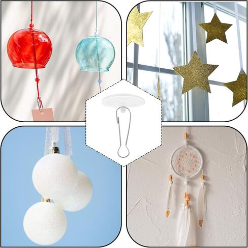 Teaaha 40 Pack Self Adhesive Ceiling Hooks for Wall, Sticky Damage-Free No-Drill Ceiling Discs Stick on Hooks, Removable Clear Wall Hanger for Festival Wedding Birthday Party Christams Decorations in Saudi Arabia