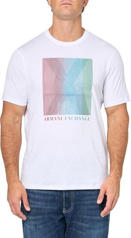 Armani Exchange Men's Regular Fit Cotton Jersey Gradient Box Colored Logo Tee in Saudi Arabia