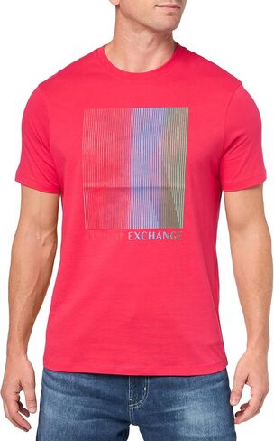 Armani Exchange Men's Regular Fit Cotton Jersey Gradient Box Colored Logo Tee in Saudi Arabia