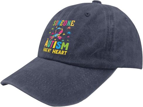 Autism Someone Autism Has My Heart Cap Travel Hat Navy Blue Running Hat Gifts for Son Sun Hats in Saudi Arabia