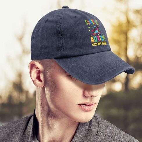 Autism Someone Autism Has My Heart Cap Travel Hat Navy Blue Running Hat Gifts for Son Sun Hats in Saudi Arabia