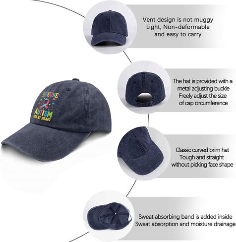 Autism Someone Autism Has My Heart Cap Travel Hat Navy Blue Running Hat Gifts for Son Sun Hats in Saudi Arabia