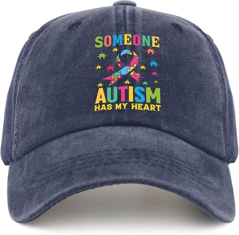 Autism Someone Autism Has My Heart Cap Travel Hat Navy Blue Running Hat Gifts for Son Sun Hats in Saudi Arabia