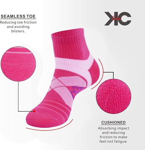 Light Compression Arch Support Athletic Socks for Men & Women (4 Pairs) Cushioned Quarter Socks in Kuwait