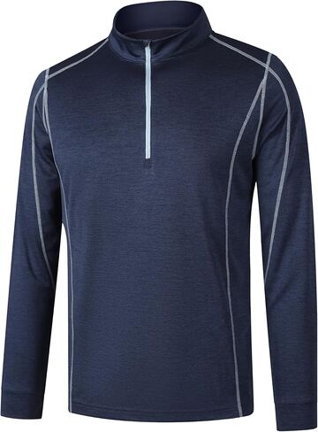 Men's 1/4 Zip Pullover Shirts UPF 50+ Long Sleeve Golf Contrast Seam Pullover Shirts Quick-Dry Athletic Pullover Tops in Kuwait