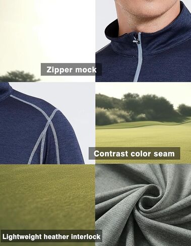 Men's 1/4 Zip Pullover Shirts UPF 50+ Long Sleeve Golf Contrast Seam Pullover Shirts Quick-Dry Athletic Pullover Tops in Kuwait