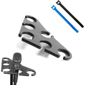 Multi-microphone Adapter Holder Stand for Wireless or Wired Mic Complete with Cable Tie Wraps
