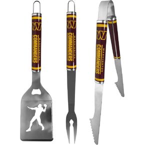 Siskiyou Sports NFL Washington Commanders 3 pc Steel BBQ Tool Set, One Size, Team Colors