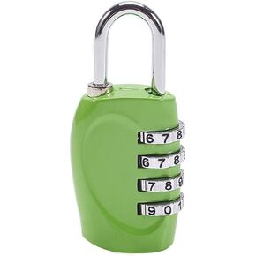 MroMax 4 Digit Combination Padlock, 4mm Shackle, Zinc Alloy Lock, Indoor Outdoor Padlock, Resettable Code Combo Lock, Apply to Gym Gate Sports Locker Green 1Pcs