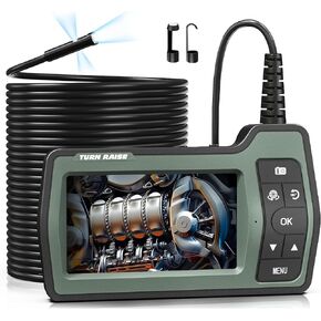 Triple Lens Sewer Inspection Camera with 50FT Semi-Rigid Cable, 1080P HD Endoscope Camera with Light, 5" IPS Screen Industrial Borescope, IP67 Drain Pipe Camera Snake, 32G Storage Card, Carrying Case