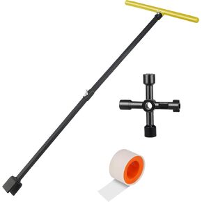 Forlivese 28 Inchs Water Key, Water Meter Key, Water Shut off Tool Removable Water Meter Wrench Comes with 4-way