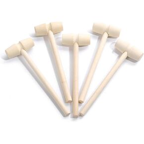 10 Pcs Wooden Mini Hammers Multi-Purpose Natural Wood Hammer for Crab Lobster Mallets