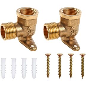 gotonovo G1/2 Male x G1/2 Inch Female Straight Thread Brass Pipe Fittings 90 Degree Drop Ear Elbow 2 Pack Nominal Copper Pipe Threaded