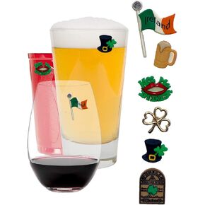St. Patricks Day Wine Charms - Set of 6 Wine Glass Magnets Fun Party Supplies
