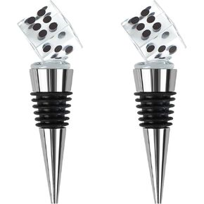 SHIDOW Dice Wine Stopper, Crystal Wine Stopper, Wine/Glass Bottle Stopper, Suitable for Holiday Parties, Weddings, Cute Wine Stopper Decorations, Exquisite Accessory Gifts for Wine Enthusiasts (2 PCS)