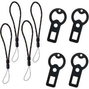 4pcs Durable Flat Bottle Openers with 4pcs Lanyards, Metal Beer Opener Keychain Portable Bottle Cap Can Opener Flat Bartender Key Chain Ring Bottle Opener Keyring for Home Kitchen Bar(Black)