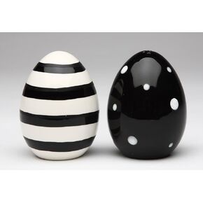 Appletree Black and White egg Salt & Pepper, 2" X 2" 2 3/4" H