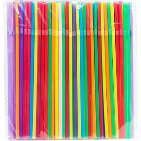 Drinking Bendable Straws Flexible, 100 PCS, Diameter 5 MM Length 21 CM (8.27 Inches), Plastic, Assorted Pure Solid Colors