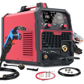 200PRO Aluminum MIG Welder with Pulse 7 in 1 Gas MIG/Pulse MIG/Gasless Flux Core/MMA/Lift TIG/Spot Weld/Spool Gun LED Display 110/220V Multiprocess Welder